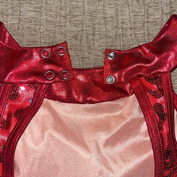 Red Sequin Halter Leotard - Picture 3 of 7
